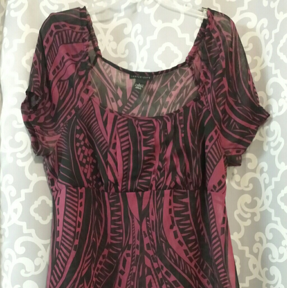 Sheer Burgundy Blouse Lined Bust Sz L